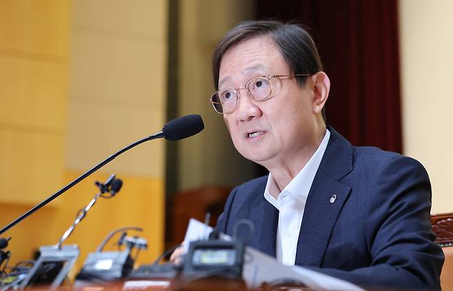 이찬진 금융감독원장이 22일 서울 영등포구 금융감독원에서 열린 출입기자단 간담회에서 발언하고 있다. 연합뉴스