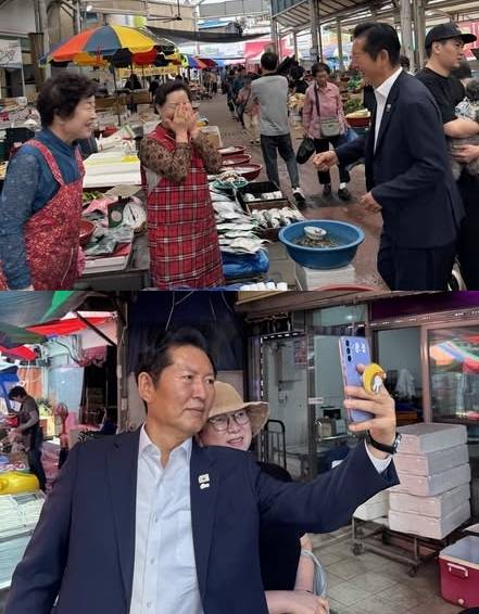 광주 송정시장과 전남 화순 고인돌시장을 찾은 정청래 대표. (출처: 정청래 대표 SNS)