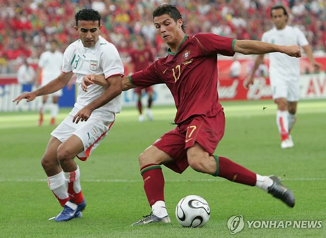 2006년 6월 17일 독일 월드컵 이란과의 경기에 출전했던 호날두 [AP=연합뉴스 자료사진]
