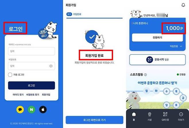 튼튼머니 회원가입 시 1000포인트가 자동 지급된다 / 출처=IT동아