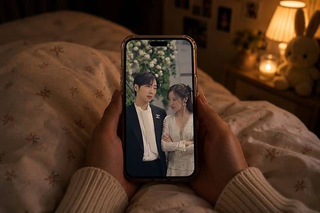 사람들은 더 이상 TV 앞에 앉아 한 시간짜리 드라마를 기다리지 않는다. 대신 지하철 두 정거장 사이에, 잠들기 전 침대 위에서 1분짜리 드라마를 본다. 사진 AI 생성 이미지