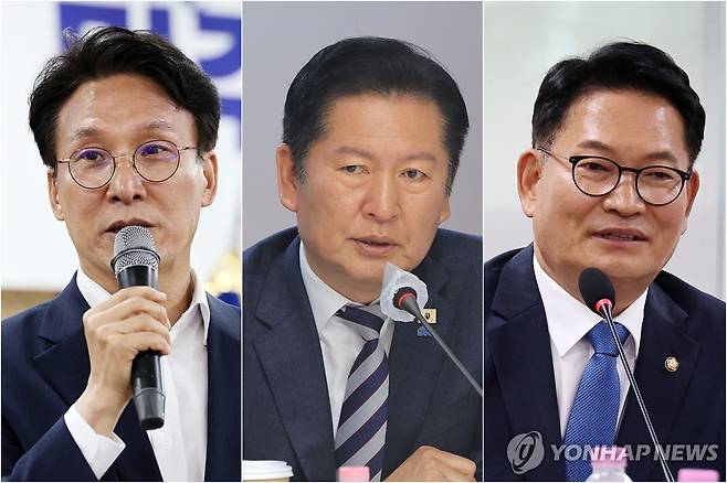 김민석·정청래·송영길 김민석 국무총리(왼쪽부터), 정청래 전 더불어민주당 대표, 송영길 전 더불어민주당 대표 [연합뉴스 자료사진]