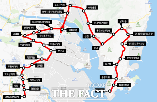 울산 126번 버스 노선도. / 울산시