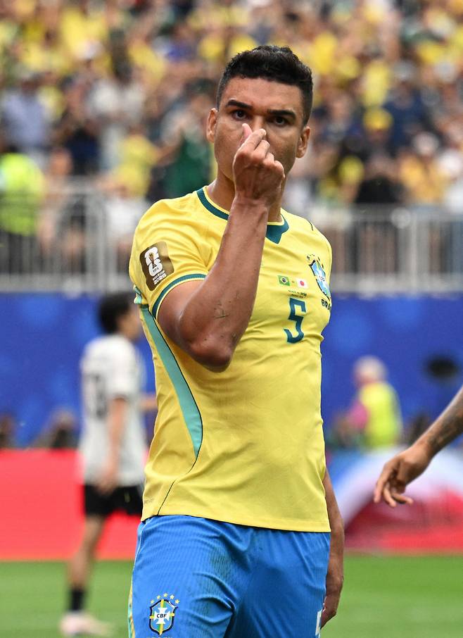 Soccer Football - FIFA World Cup 2026 - Round of 32 - Brazil v Japan - Houston Stadium, Houston, Texas, U.S. - June 29, 2026 Brazil's Casemiro celebrates scoring their first goal REUTERS/Annegret Hilse







<저작권자(c) 연합뉴스, 무단 전재-재배포, AI 학습 및 활용 금지>