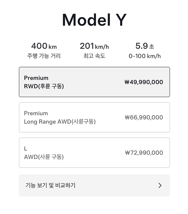 테슬라코리아 차량 주문(·견적 확인 페이지. 테슬라 제공