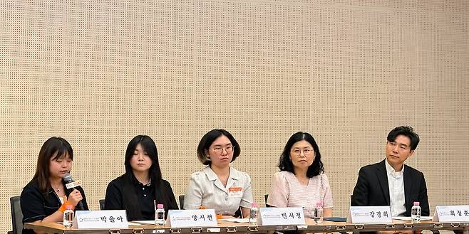 1형 당뇨 환우 5인이 발언하고 있다. /허승아 기자