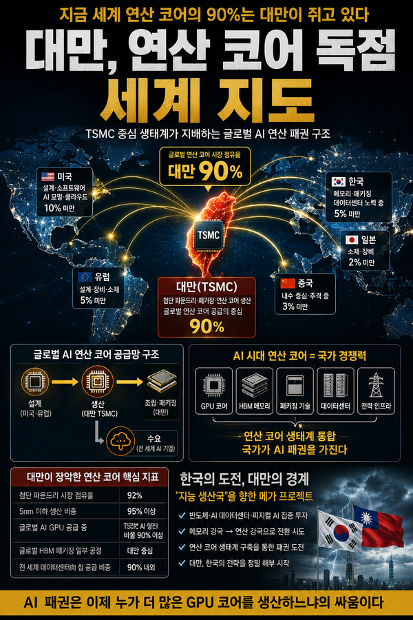 대만 연산 코어 독점 인포그래픽 /챗GPT 생성 이미지