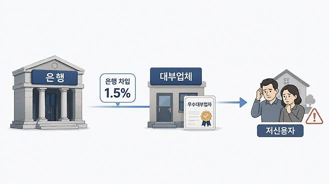 은행 차입을 허용한 우수대부업자 제도가 실제 저신용자 자금 공급으로 충분히 이어지지 못하고 있다./제공=챗GPT