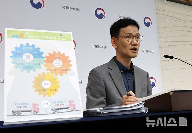 [세종=뉴시스] 배훈식 기자 = 이두원 국가데이터처 경제동향통계심의관이 30일 오전 세종시 정부세종청사에서 2026년 5월 산업활동동향을 발표하고 있다. 2026.06.30. dahora83@newsis.com