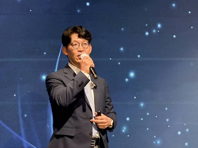 배환국 소프트캠프 대표 배환국 소프트캠프 대표가 2일 서울 여의도 페어몬트 앰배서더 서울에서 열린 '소프트캠프 솔루션데이 2026'에서 발표하고 있다. [권하영 촬영]