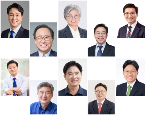 전국 10개 교육감. 사진 상단 왼쪽부터 안민석 경기·김석준 부산·강미애 세종·강삼영 강원·윤건영 충북교육감, 하단 왼쪽부터 이병도 충남·천호성 전북·김대중 전남광주·권순기 경남·조용식 울산교육감 /사진=네이버 캡처