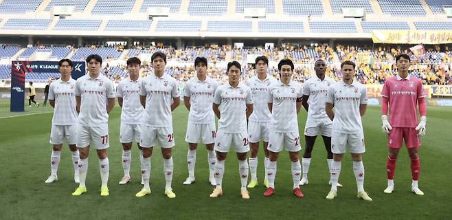 K리그1서 3경기째 무패를 기록 중인 부천FC가 김천전 승리를 통해 중위권 도약을 목표로 하고 있다. 한국프로축구연맹 제공