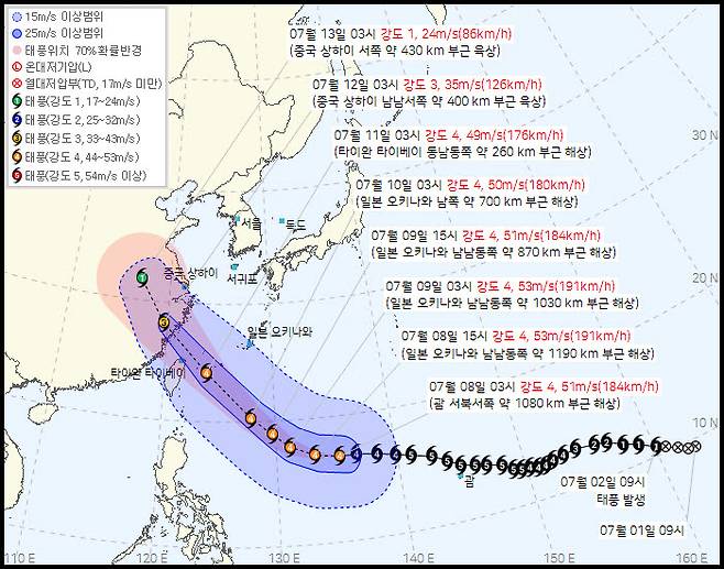 태풍 바비 경로 (사진=기상청 제공)