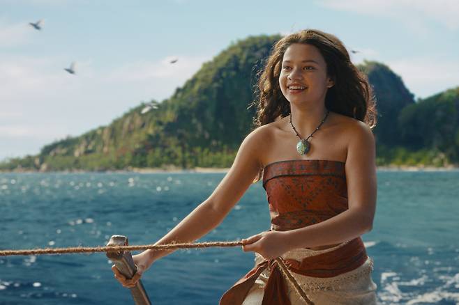 This image released by Disney shows Catherine Laga'aia in a scene from "Moana." (Disney via AP) DISNEY