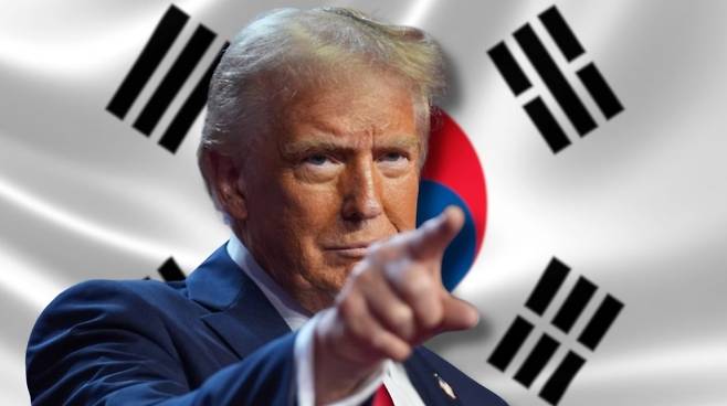 도널드 트럼프 미국 대통령과 한국 국기. 로이터 연합뉴스