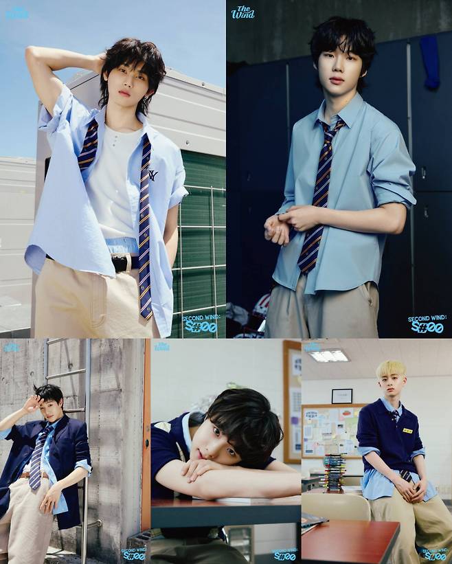 The group Wind has heightened excitement for their comeback by releasing the first concept photos for their fourth mini-album, Second Wind: S#00. Set against the backdrop of school classrooms, rooftops, and hallways, these concept photos capture the members natural and relaxed appearances, emphasizing a youthful vibe.The members revealed their friendly charm by leaning on each other or striking playful poses. Winds fourth mini-album, Second Wind: S#00, is scheduled for official release on major music streaming sites on the 29th.