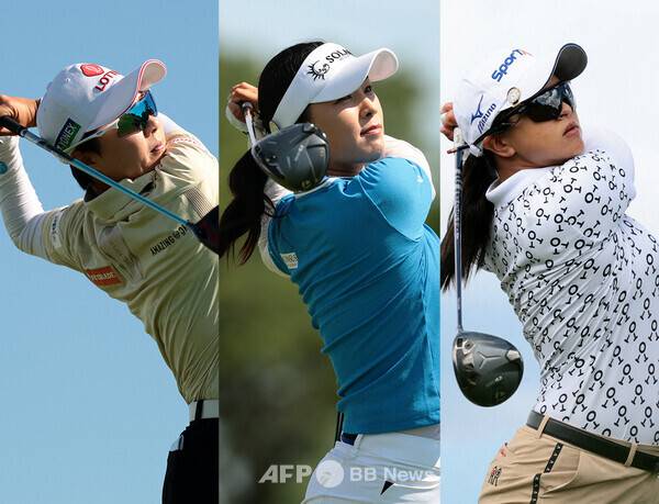 2026년 미국여자프로골프(LPGA) 투어 메이저 골프대회 아문디 에비앙 챔피언십에 출전한 김효주, 윤이나, 김세영 프로. 사진제공=ⓒAFPBBNews = News1 (사진을 무단으로 사용하지 마십시오.)
