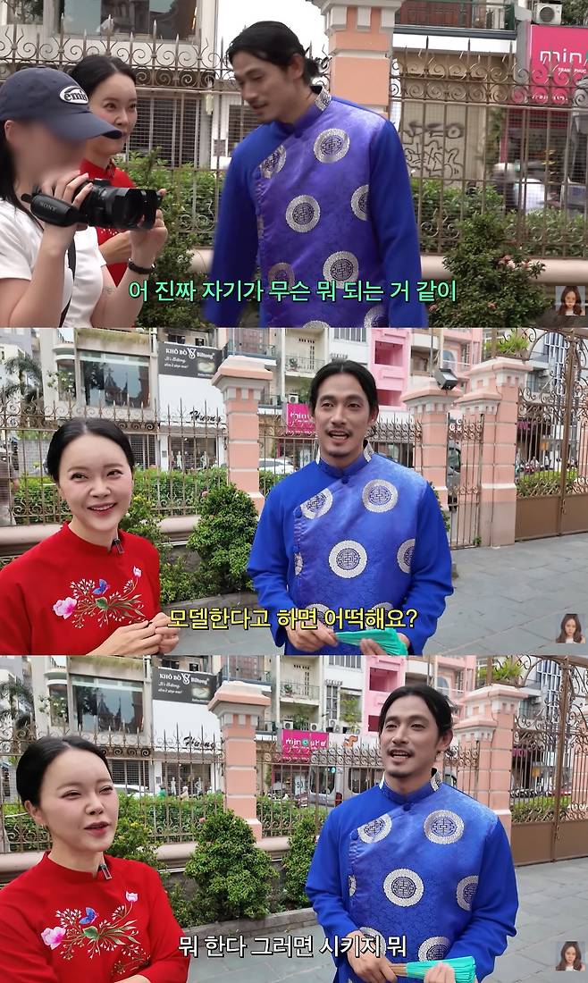 Haim, the daughter of singer Baek Ji-young and actor Jung Seok-won, became a hot topic after she exuded a model-like aura while wearing traditional attire during a trip to Vietnam. In a video released on Baek Ji-youngs YouTube channel, Haim perfectly pulled off Vietnamese-style makeup and traditional clothing while taking family photos.Baek Ji-young had a fun time with her daughter, who is usually very interested in makeup, and even gave her special permission to use double-eyelid tape. Upon seeing Haims transformation after her makeup and hair were done, Baek Ji-young couldnt hide her surprise and praised her daughters beauty.Wearing an ao dai and posing for a royal-themed photoshoot, Haim struck poses with ease, showcasing her exceptional talent. Watching this, her father, Jeong Seok-won, beamed with pride at his daughters appearance and remarked that it looked as if she had made her modeling debut.When asked by the production team, Baek Ji-young expressed her intention to actively support her daughter if she wishes to pursue a modeling career. Meanwhile, Baek Ji-young and Jeong Seok-won married in 2013 and have a daughter, Ha-im.