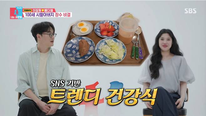 이장원, 배다해가 100세 할아버지의 아침 식단을 7첩으로 차렸다. /사진=SBS '동상이몽2-너는 내 운명' 캡처