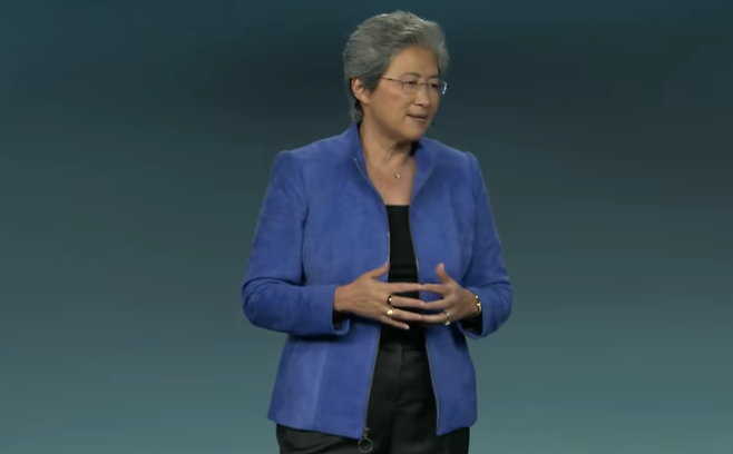 리사수 AMD CEO가 23일(현지시간) 미국 샌프란시스코에서 열린 AMD 어드밴싱 2026에서 기조강연을 하고 있다. [사진=AMD 유튜브 캡처]