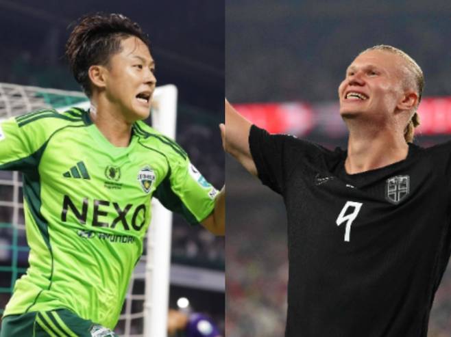 이승우(사진 왼쪽)와 홀란. 한국프로축구연맹 제공·연합뉴스