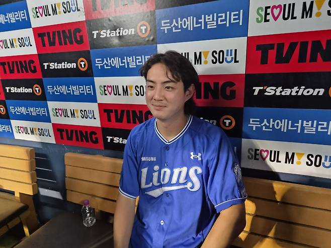 삼성 라이온즈 구자욱 (서울=연합뉴스) 김동한 기자 = 24일 서울 잠실구장에서 열린 두산 베어스와 방문 경기 이후 삼성 라이온즈 구자욱(33)이 인터뷰하고 있다. 2026.7.24 moved@yna.co.kr