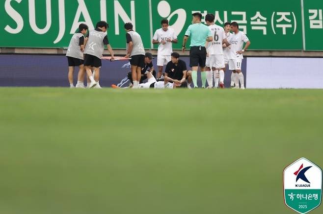 지난해 7월 무릎을 크게 다쳤던 리영직. 사진=한국프로축구연맹