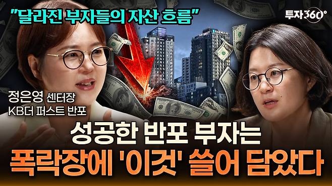 정은영(왼쪽) KB국민은행 골드앤와이즈 더퍼스트 반포센터장과 김지현 헤럴드 혁신전략사업국장이 출연해 부자들이 투자하는 방법에 대해 이야기한 ‘투자360’섬네일.  [투자360]