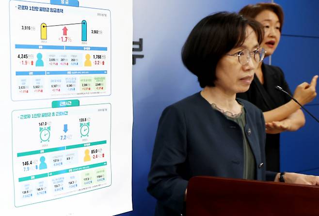정향숙 고용노동부 노동시장조사과장이 30일 세종시 정부세종청사에서 2026년 6월 사업체노동력조사 결과를 발표하고 있다. / 사진=뉴스1