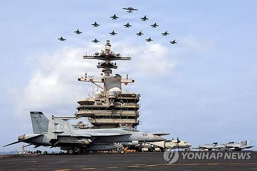 아라비아해의 미군 항공모함 조지 H.W. 부시호 [AFP=연합뉴스. 재판매 및 DB 금지]