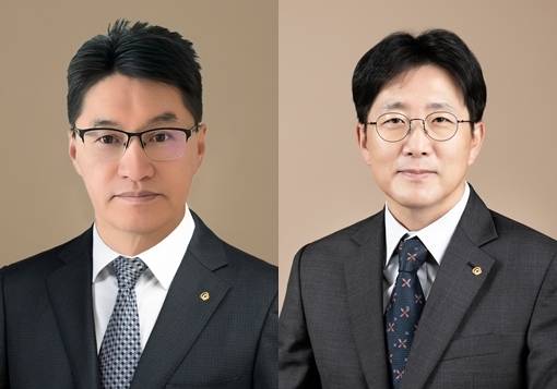 한화그룹이 방산 계열사 대표들을 전격 교체했다. 사진은 이부환(왼쪽) 한화에어로스페이스 사업부문 대표이사 내정자, 양기원 한화시스템 대표이사 내정자. /한화