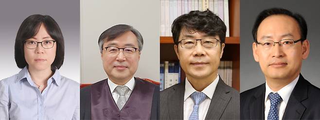 오는 9월7일 퇴임하는 이흥구 대법관의 후임 후보로 선정된 김예영 서울남부지법 부장판사, 김문관 부산지법원장, 김성수 서울고법 부장판사, 김정중 광주지법 부장판사(왼쪽부터). 대법원 제공