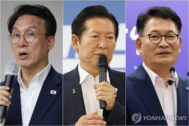 김민석·정청래·송영길 더불어민주당 당 대표 후보 [촬영 민현기 김준범 김용태]