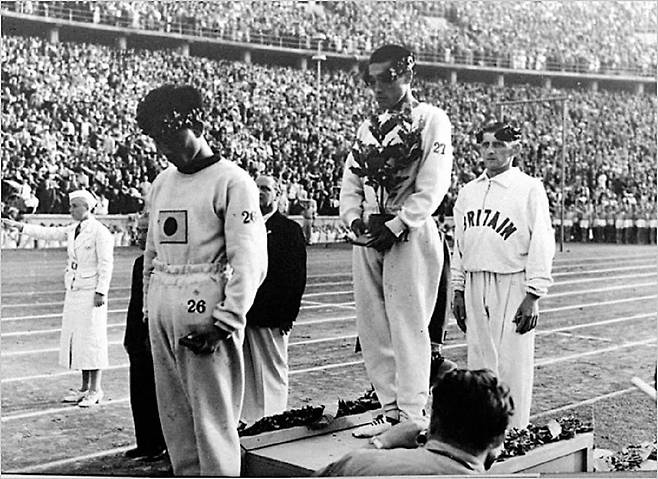1936년 8월 9일 베를린올림픽 마라톤 금메달을 딴 손기정 선생. 손기정 기념재단 제공