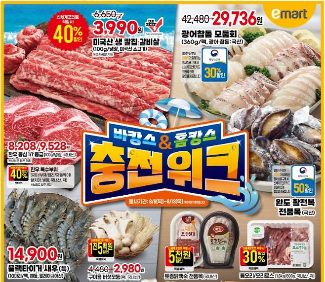 대형마트 휴무일? 이마트·롯데마트·홈플러스·코스트코 ‘충전위크’ = 이마트·롯데마트·홈플러스·코스트코 등 대형마트가 이번 주는 각사별 특색있는 할인행사에 돌입한다. 이마트는 최대 반값에 선보이는 '충전위크'를, 롯데마트는 ‘1000원 이하 PB상품전’ 행사를, 홈플러스는 자금 수혈로 점포 67곳 오는 13일에 매장을 다시 정식 개장한다. ©사진=이마트: 대형마트 휴무일? 이마트·롯데마트·홈플러스‧코스트코 등 마트 휴일, 쉬는날