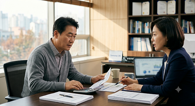 부품업체를 28년간 이끌어온 김진호(가명·63) 씨. 아들에게 회사를 넘길 생각이었지만 세제개편안이 셈법을 바꿔놨다. 공제를 받아도 아들은 12년을 묶인다. 재산은 공장과 지분뿐인데, 세금 낼 현금은 어디서 마련해야 할까. [제미나이를 이용해 제작함]