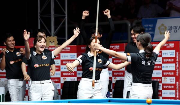 박정현(맨 오른쪽) 등 하림팀 선수들. PBA 제공