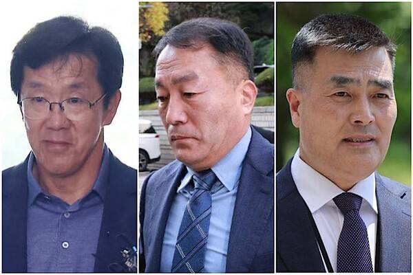 황유성(왼쪽부터) 전 방첩사 사령관, 김계환 전 해병대 사령관, 박정훈 전 해병대 수사단장(대령) 연합뉴스 자료사진