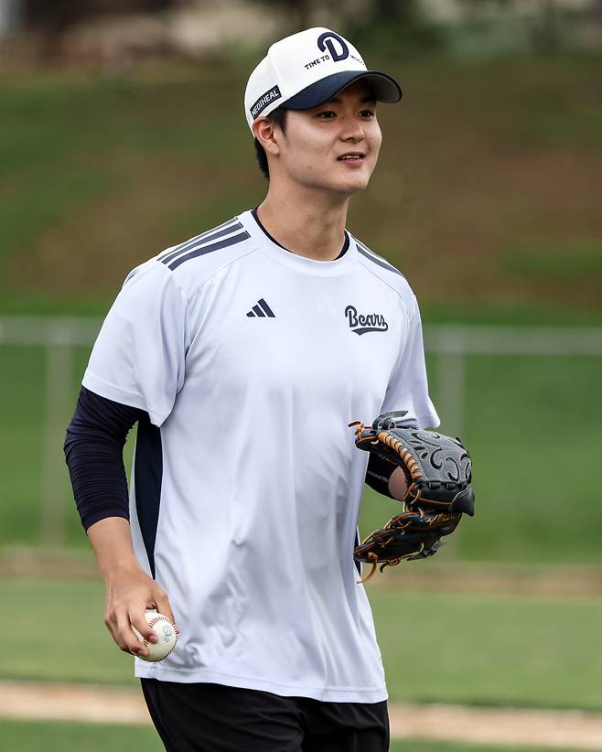 두산 서준오가 지난 2월 호주 스프링캠프에서 훈련하고 있다. 두산베어스 제공