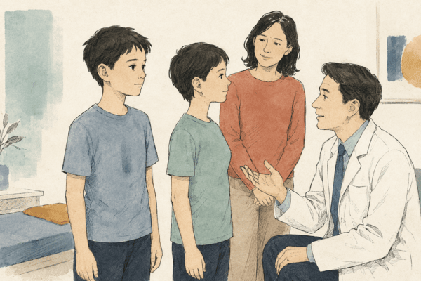아이가 오목가슴때문에 또래보다 쉽게 숨이 차고 가슴 통증·두근거림·어지럼증이 나타나는 경우 진료가 필요하다. [챗GPT 생성 이미지]