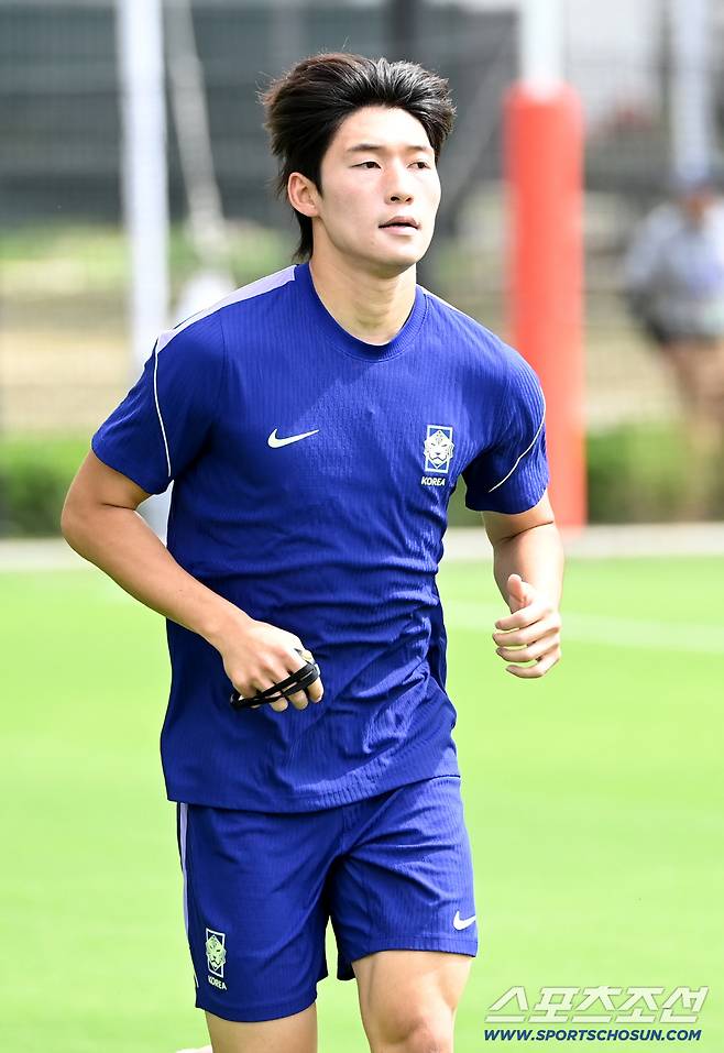 7일(한국시각) 멕시코 과달라하라의 대표팀 베이스캠프 훈련장인 치바스 베르데 바예에서 진행된 대한민국 월드컵 대표팀의 공식 훈련, 배준호가 러닝을 하고 있다. 과달라하라(멕시코)=허상욱 기자wook@sportschosun.com/2026.06.07/