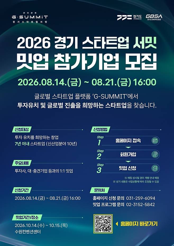 경기 스타트업 서밋 '밋업' 참가기업 모집 [경기도 제공. 재판매 및 DB 금지]