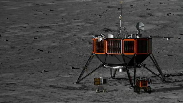 우주항공청의 달표면 우주방사선 측정기가 탑재될 NASA 달착륙선 형상 예상도.(그림=우주항공첟/NASA)