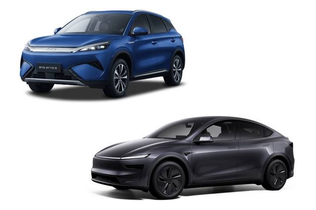(상단) BYD 아토3, (하단) 테슬라 모델Y. 각사 제공.