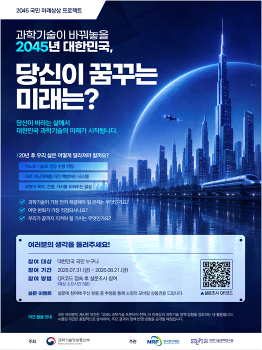 '과학기술이 바꾸는 2045년 대한민국'을 주제로 진행하는 국민 설문조사 포스터(사진=과학기술정보통신부)