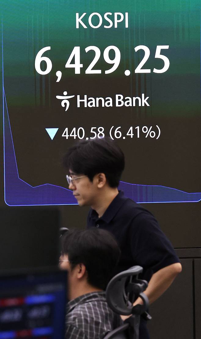 8월 19일 오전 서울 중구 하나은행 딜링룸 전광판에 코스피가 표시돼 있다. 뉴스1