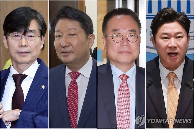 국민의힘 조경태(왼쪽부터), 권영진, 서범수, 진종오 의원 [촬영 배재만 신현우 황광모]