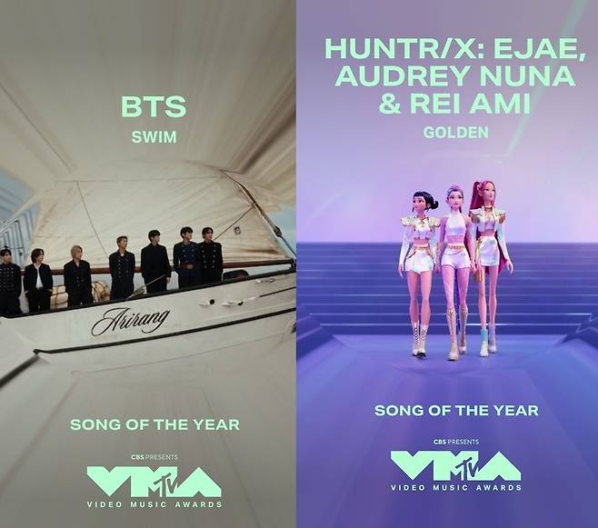방탄소년단은 K팝 부문 뿐만 아니라 올해의 노래 후보에도 올랐다/사진제공=MTV VMA