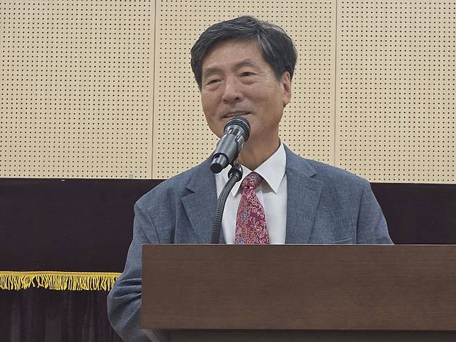 재단법인 한국산림아카데미재단 안진찬 이사장이 환영사하고 있다.    사진=한성일 기자