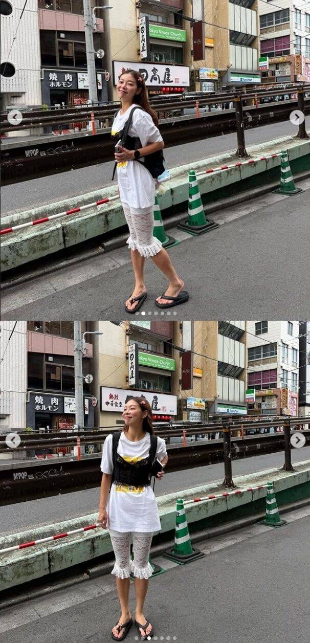 모델 겸 방송인 송해나가 남다른 패션 감각으로 일본 도쿄 거리를 뒤흔들었다. /송해나 소셜미디어